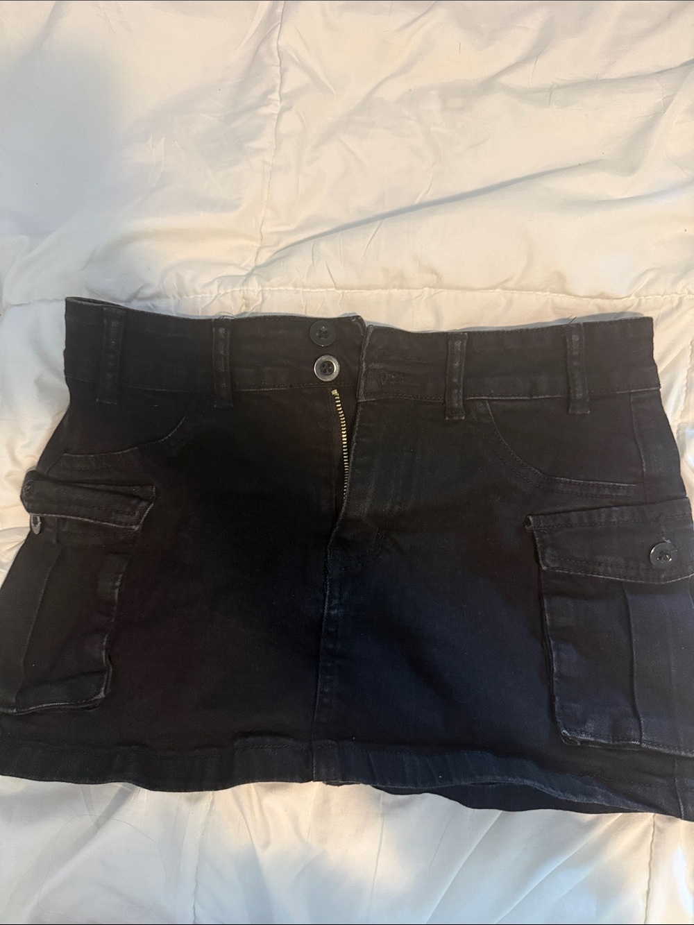 Black Cargo Pocket Mini Skirt